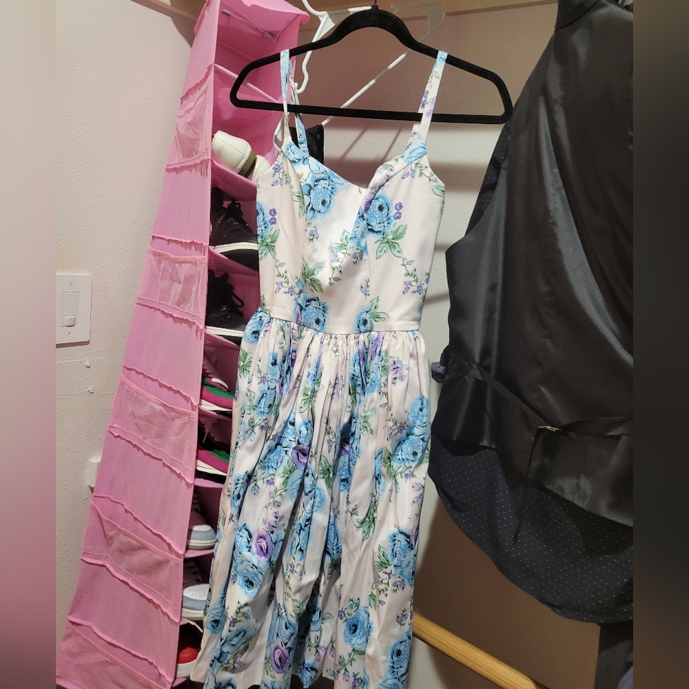 RARE Pinup couture Jenny dress in blue/pink floral